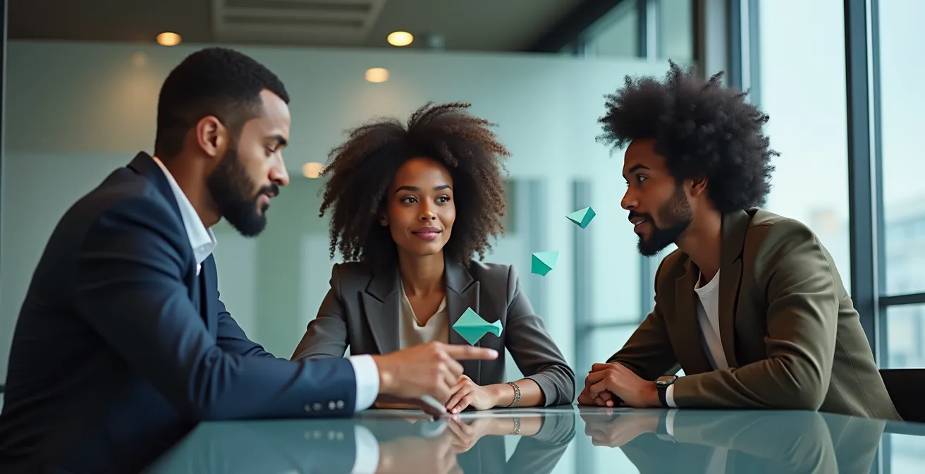 Équipe en réunion stratégique de sécurité avec tableaux et planning